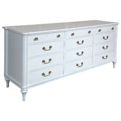 Louis XVI Style White Lacquered Triple Dresser Commode