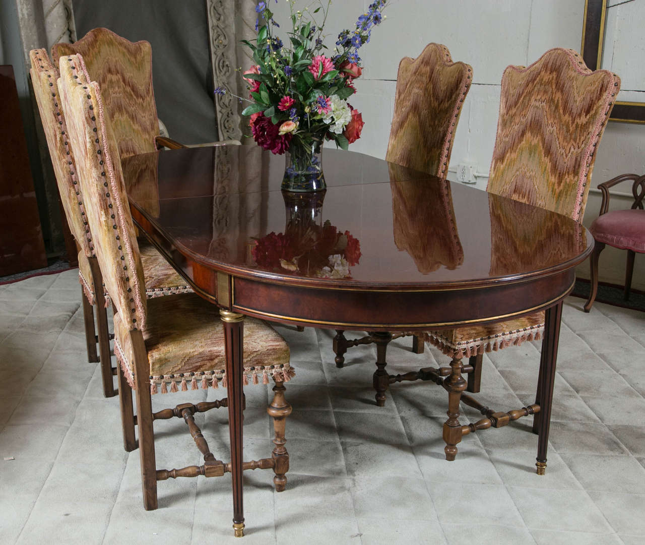 Hollywood Regency Louis XVI Style Dining Table Bronze-Mounted in the Manner of Jansen