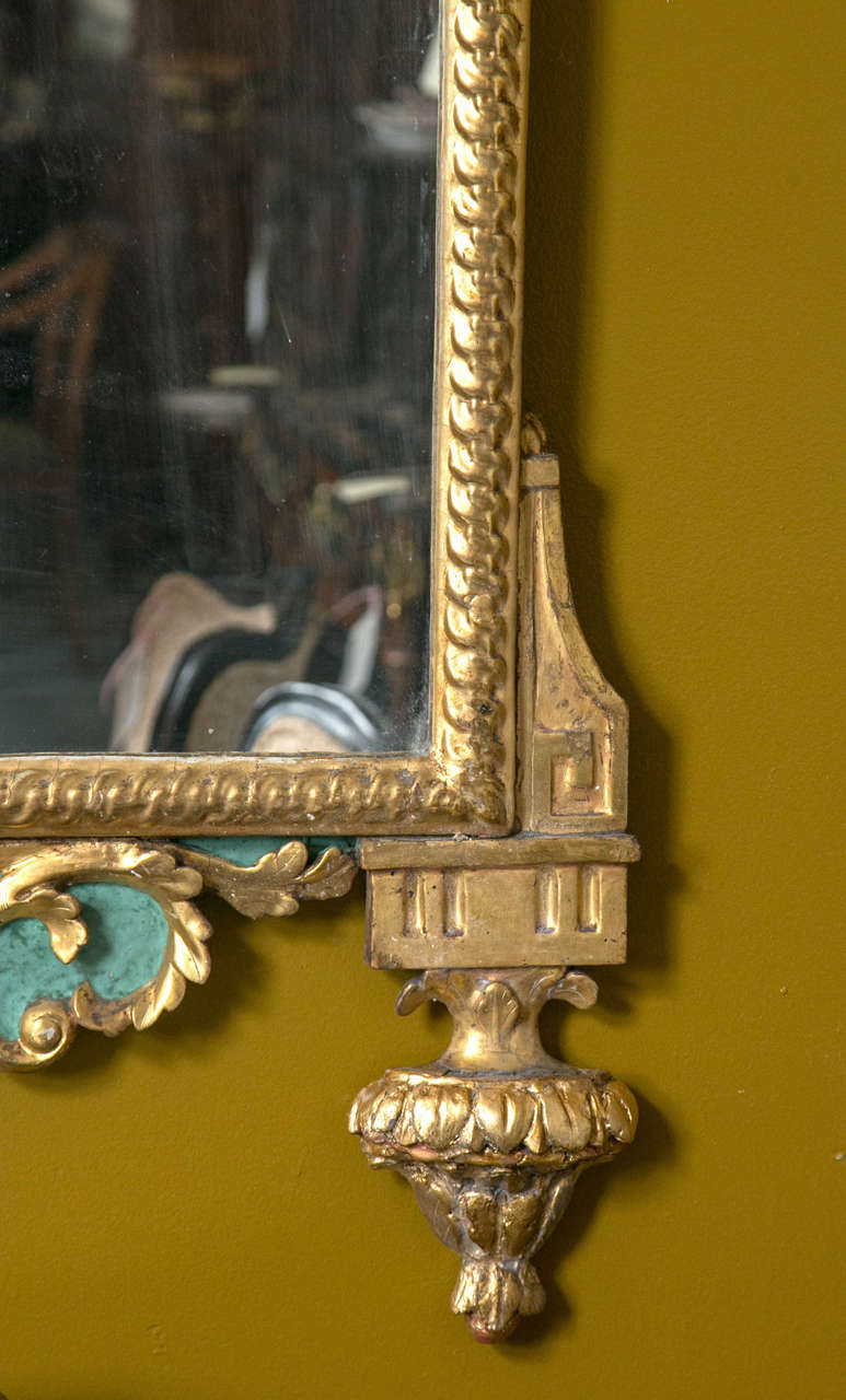 Italian Pair of 18th Century Carved Gilt Mirrors with Crest