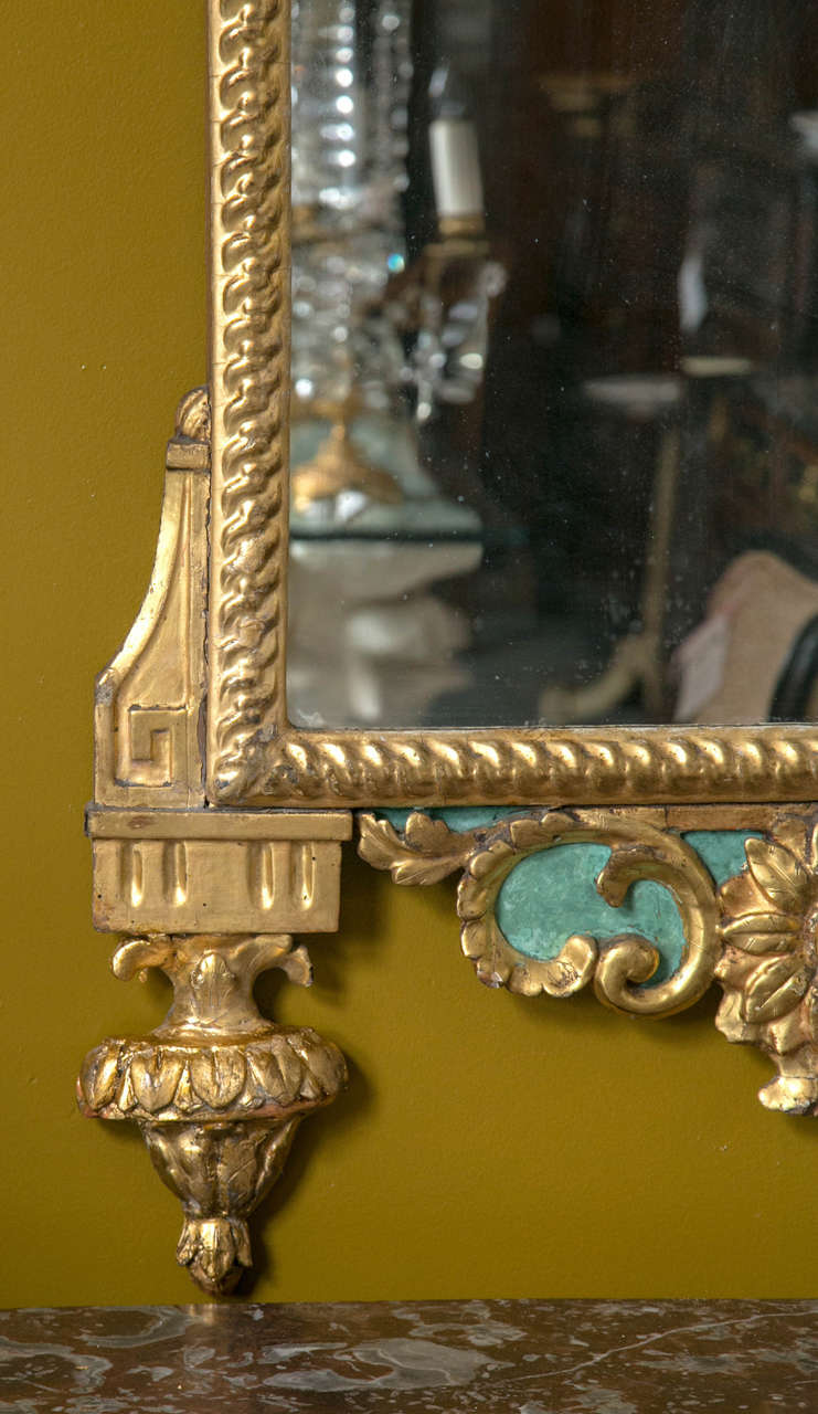 Pair of 18th Century Carved Gilt Mirrors with Crest In Good Condition In Stamford, CT