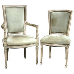 Antique Set of Eight French Maison Jansen Louis XVI Style Dining Chairs