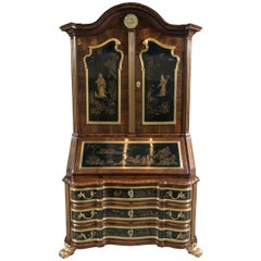 Early 19th Century One Of A KInd Chinoiserie Secretary with Heavy Bronze Mounts