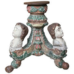 18th Century Italian Carved Wood Three-Head Table Base