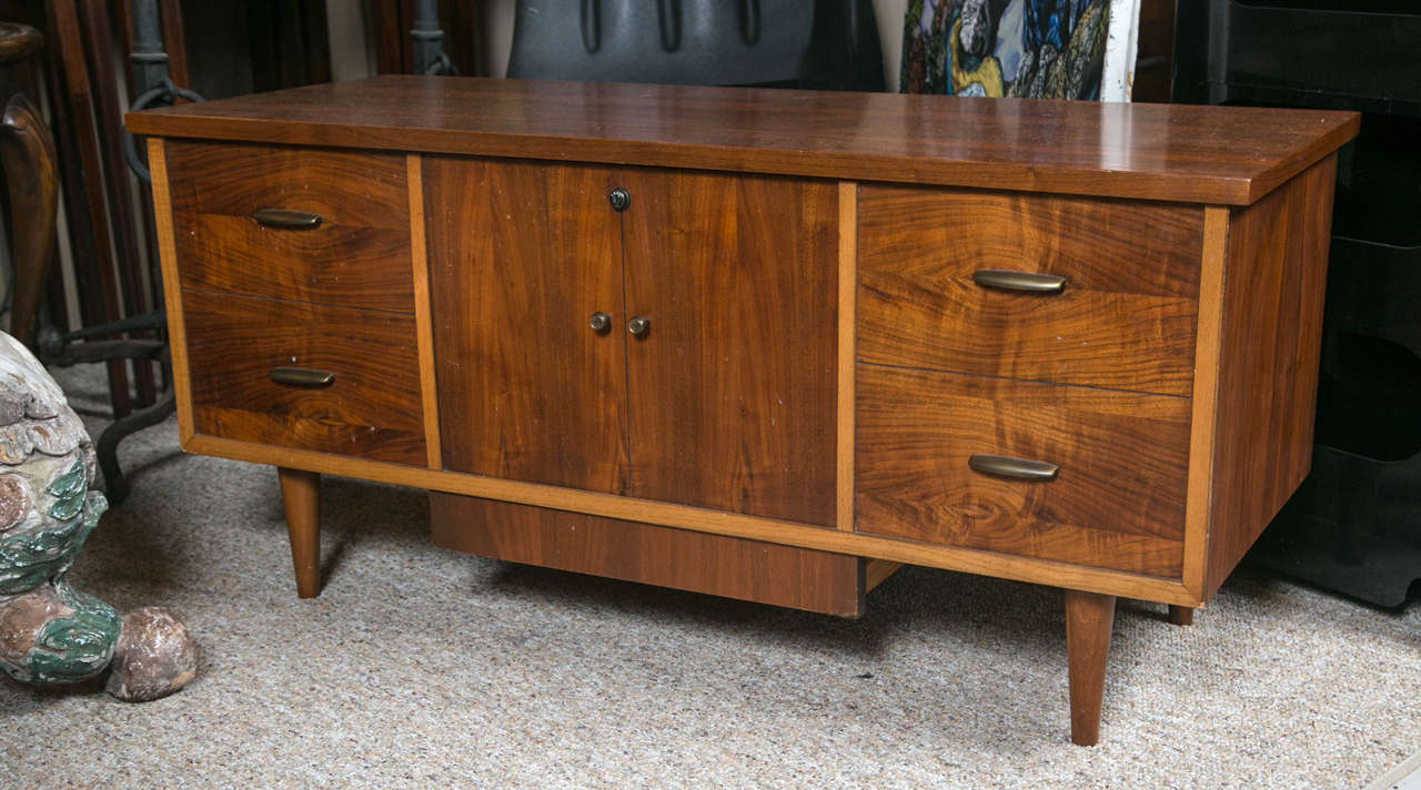 A Cedar lined Lane chest with one shelf original label. The front has four faux drawers and two faux doors. It is opens with a press lock and has a pristine interior.