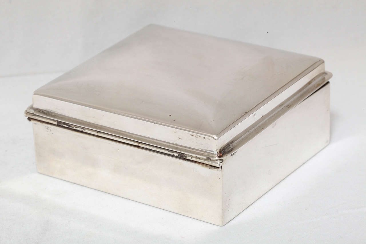 Art Deco Sterling Silver Table Box with Hinged Lid In Excellent Condition In New York, NY