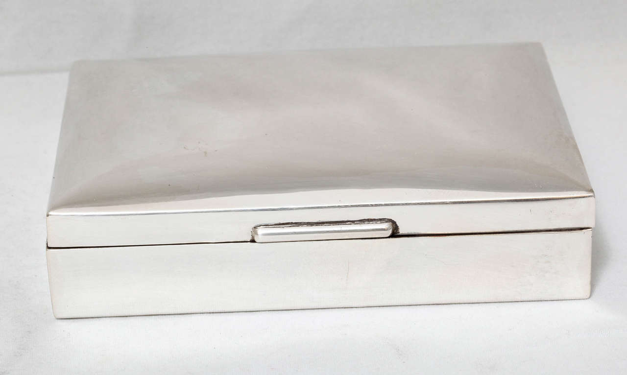 Art Deco-Style Sterling Silver Table Box with Hinged Lid