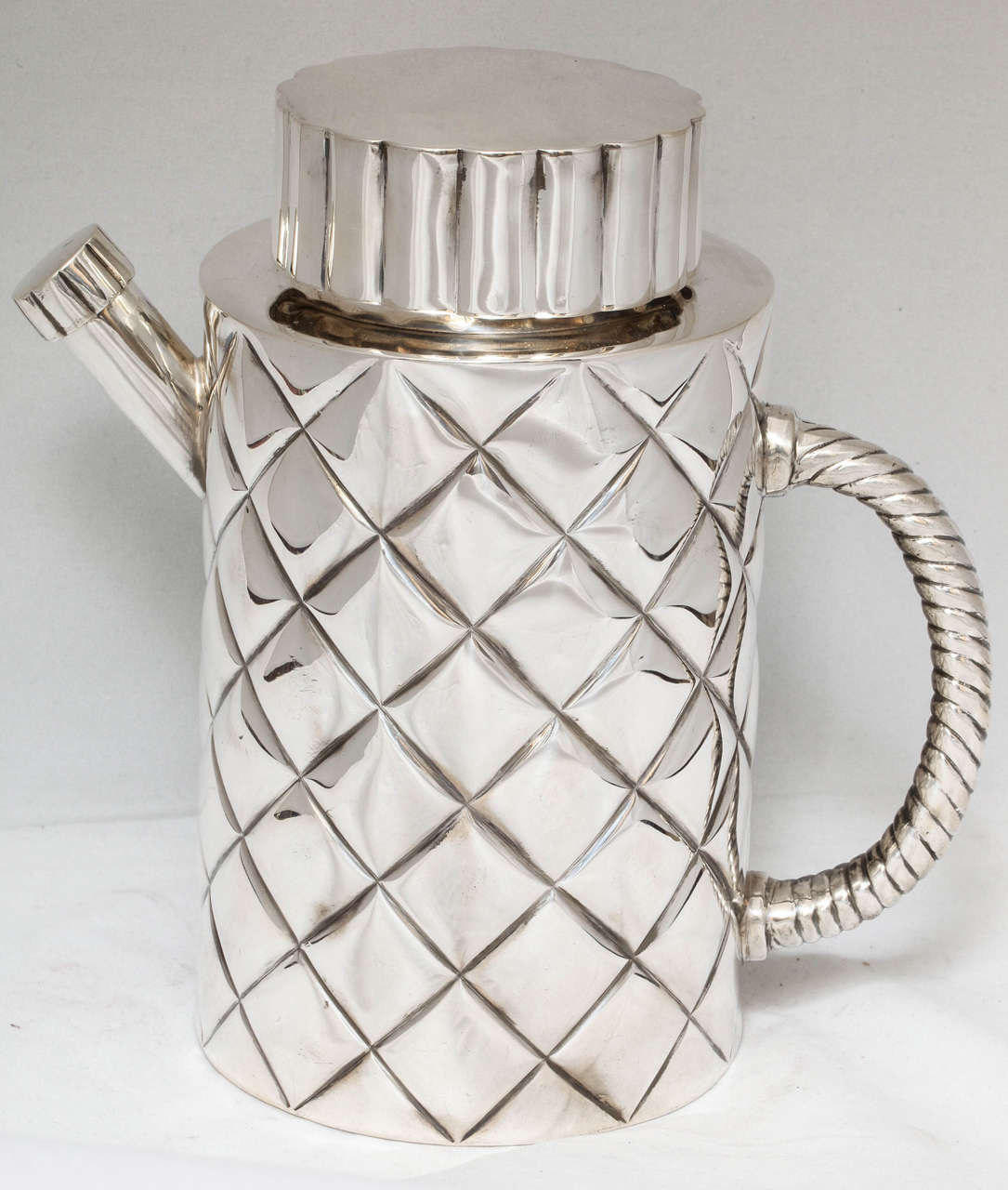 Sterling silver cocktail shaker, Mexico, circa 1950s, Ortega - maker. Measures: 8