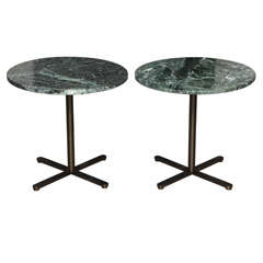 Pair Marble and Oiled Bronze Tables by Zographos
