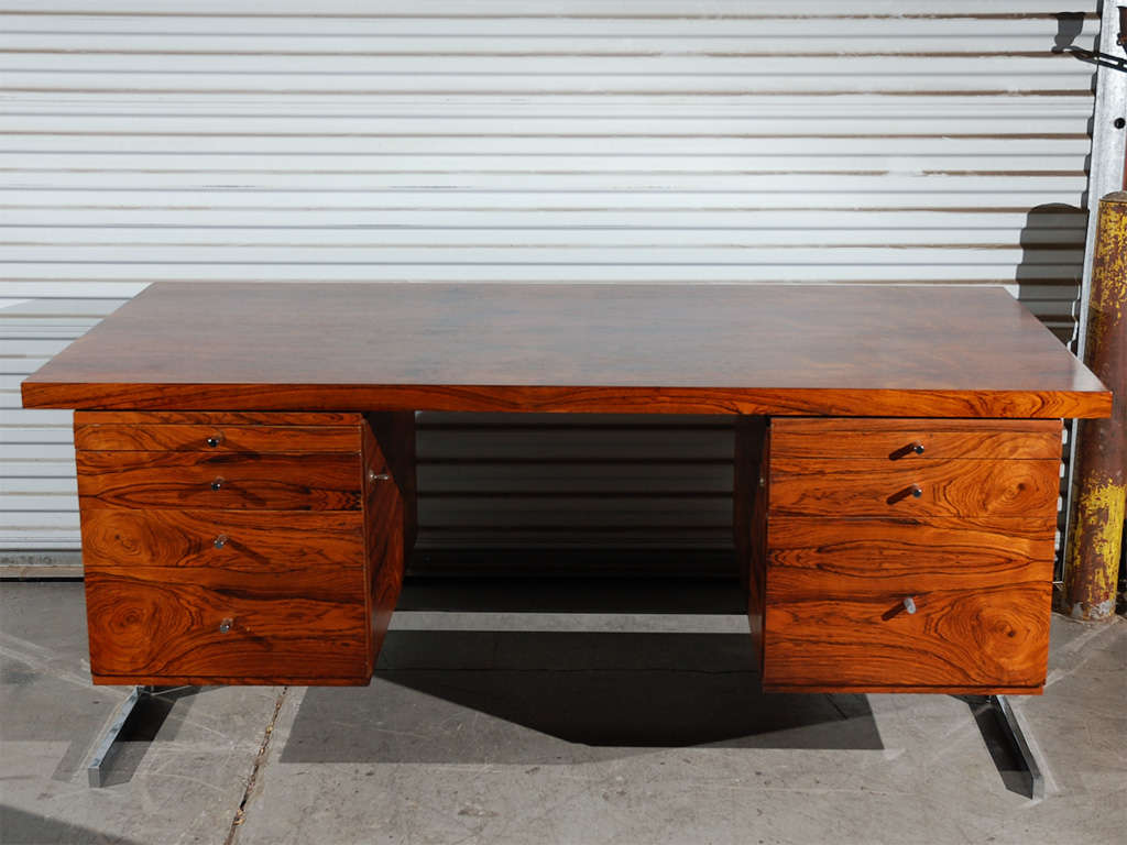 Fabio Lenci for Bernini; rosewood and chromed steel executive desk