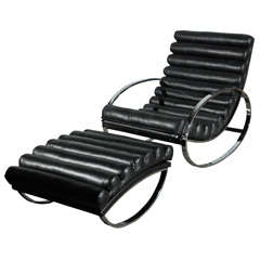 Milo Baughman for Thayer Coggin Rocking Chairs and Ottoman