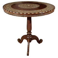 19th-Early 20th Century Indian Ivory Inlaid Rosewood Table