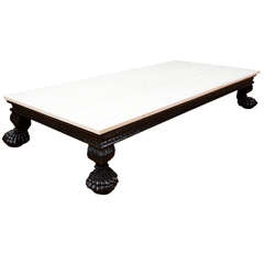 Anglo-Indian Ebonized 19th Century Low Table with Travertine Top