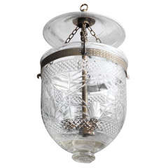 Antique anitque glass belljar with cutglass etchings