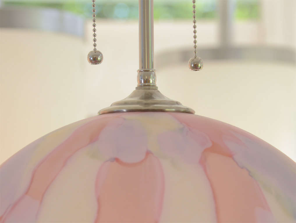 Mid-Century Modern Pair of Pastel Murano Spherical Art Glass Lamps