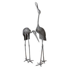 Pair of Cast Aluminum Cranes