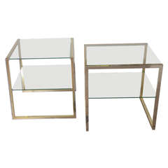 Pair of Willy Rizzo Chrome 
Brass Tables