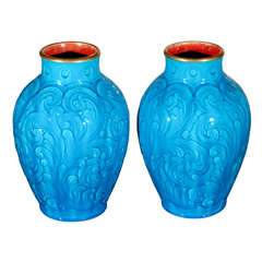 Pair of French Majolica Vases