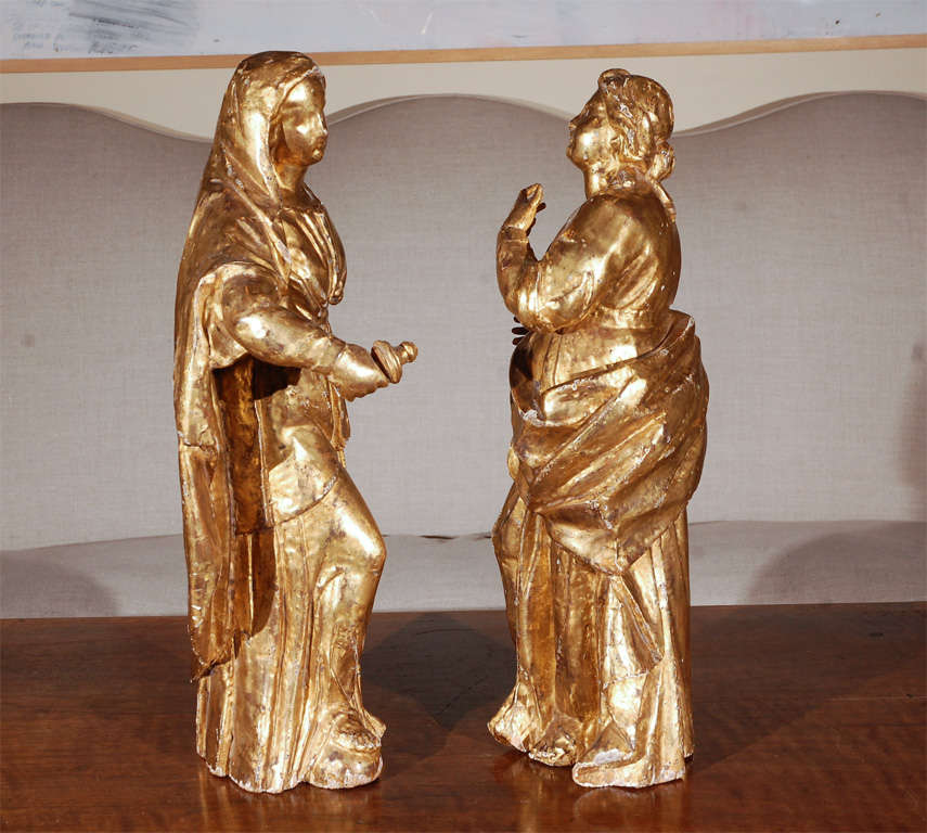 19th Century, Robed, Italian Giltwood Figures In Good Condition In Newport Beach, CA
