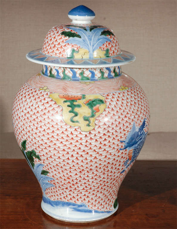 Ceramic Fish Scale Patterened Ginger Jars