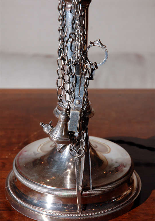 Silver Plated Gas Lamp Wired for Electricity For Sale at 1stDibs