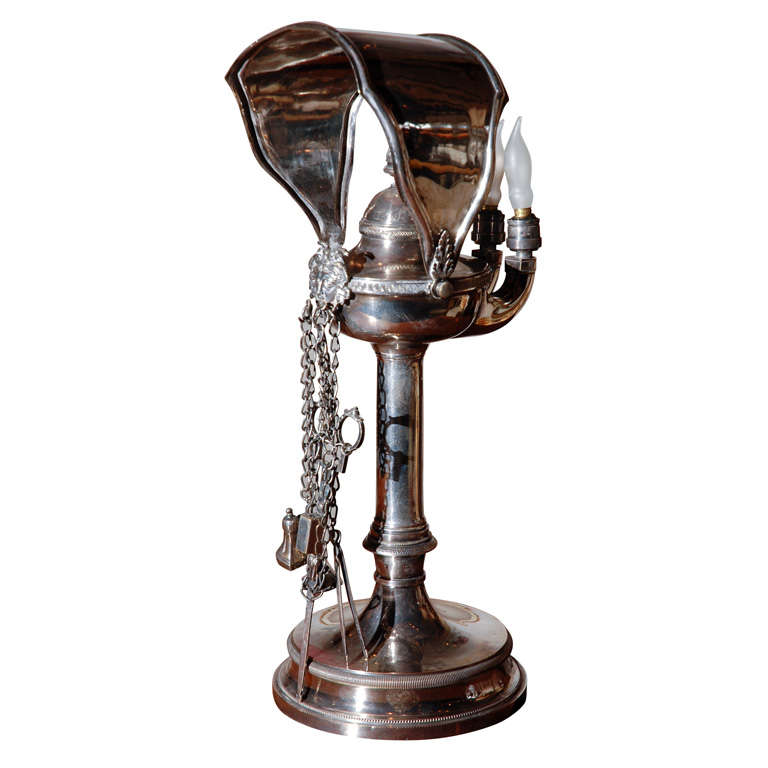 Silver Plated Gas Lamp Wired for Electricity For Sale at 1stDibs