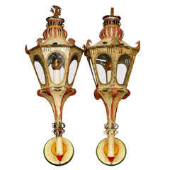 Pair Italian Tole Wall Lanterns