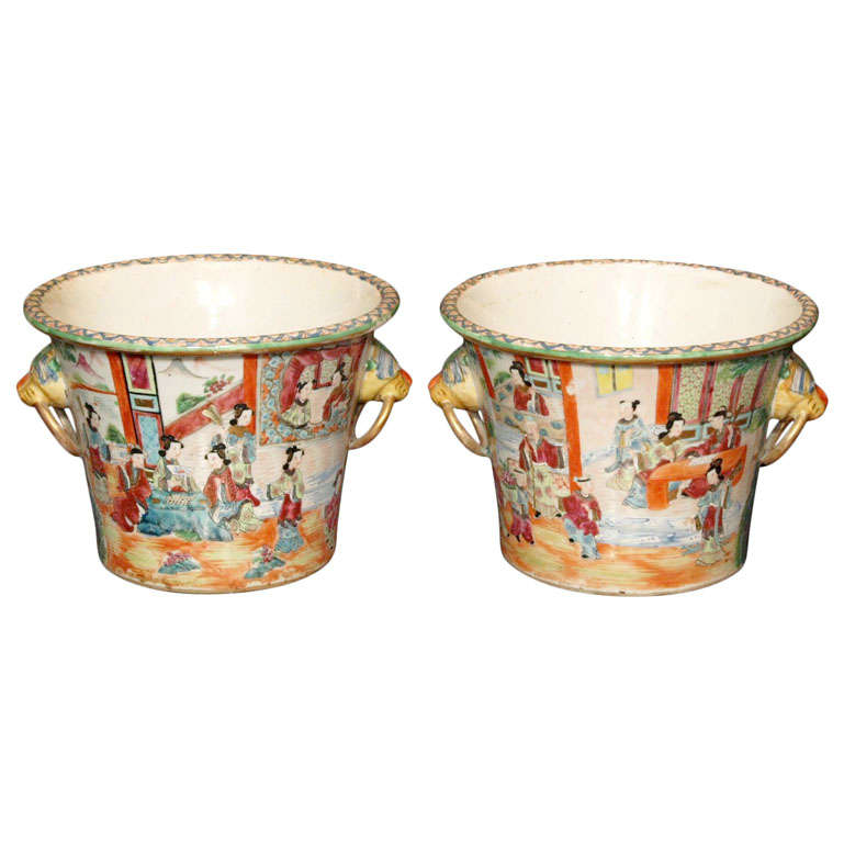 Early Rose Medallion Cache Pots