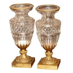 Pair Baccarat Bronze Mounted Vases