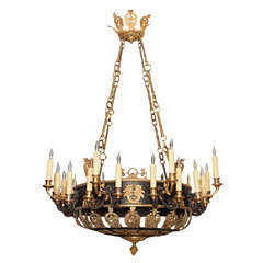 French 1st Empire Gilt And Patinated Bronze Chandelier