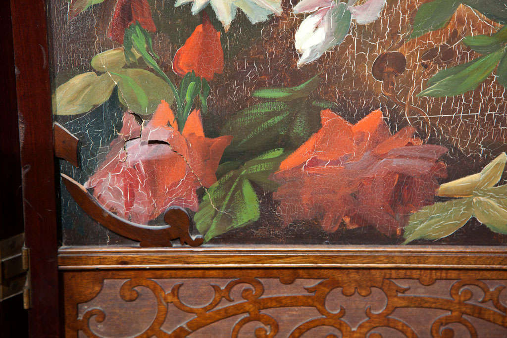 Four Panel  Painted  Folding Screen For Sale 3