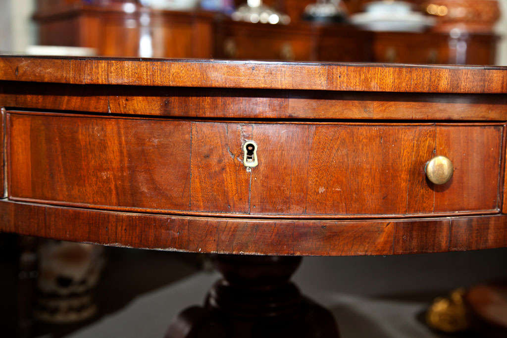 antique drum table with leather top