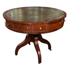 Leather Top Revolving Drum Table