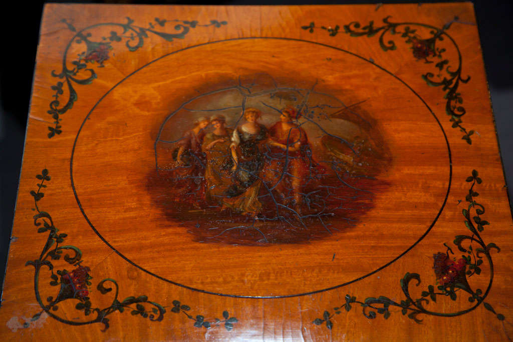 British Paint Decorated Box On Stand For Sale