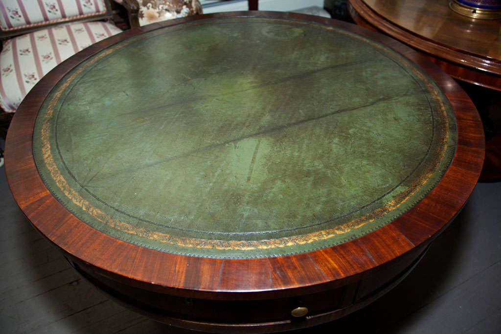Leather Top Revolving Drum Table at 1stDibs leather top drum table