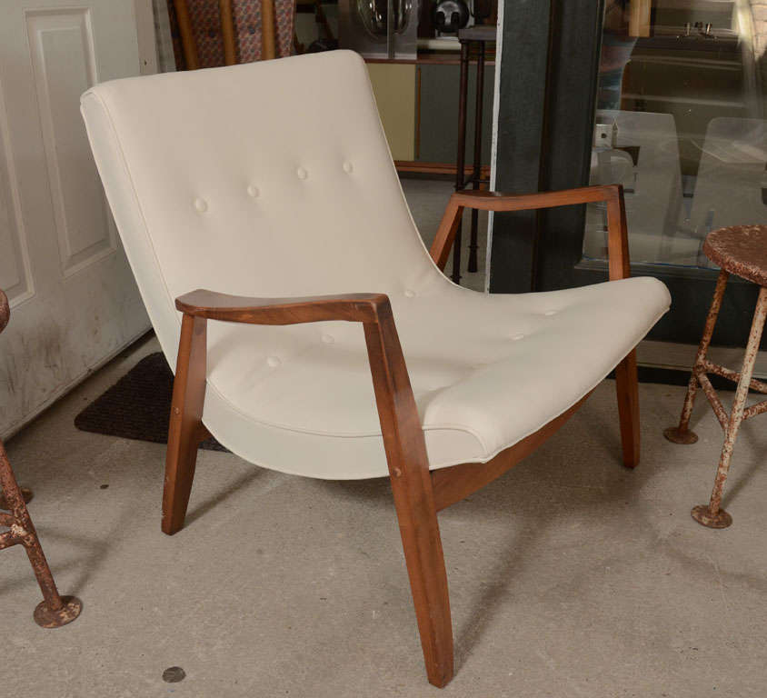 Pair of Milo Baughman chairs. Wood frame, great lines. 