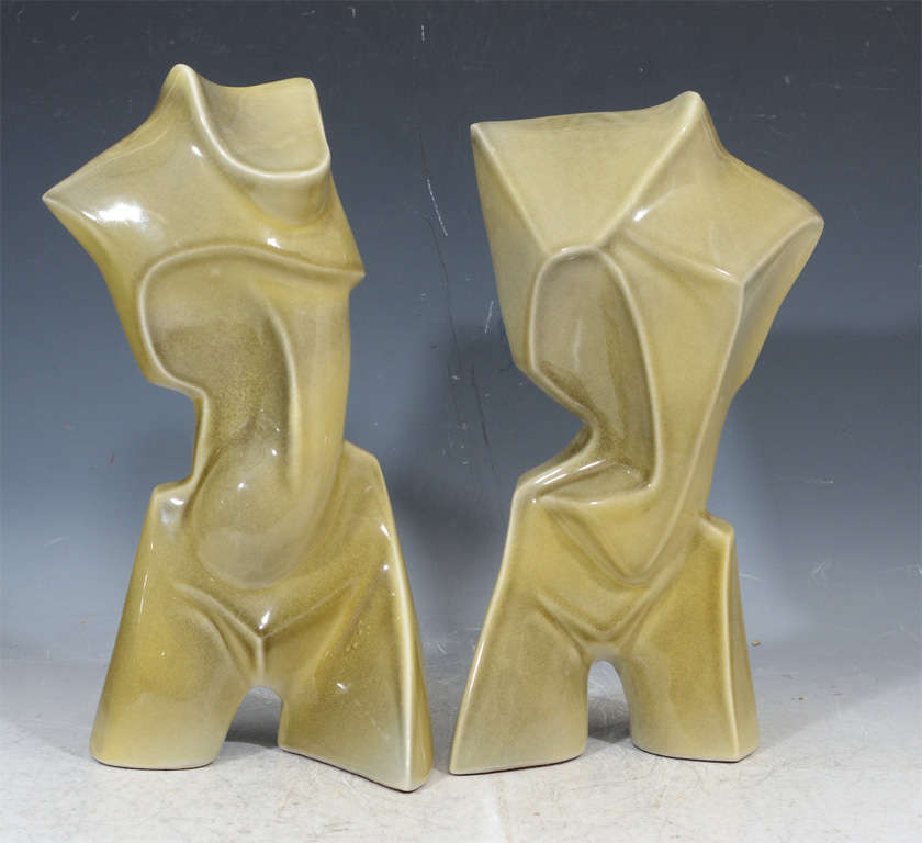 A pair of vintage abstract figural ceramic sculptures by Heifetz.

Reduced from $3250.00
