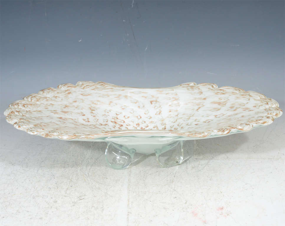 Mid Century White w/ Gold Murano Glass Bowl