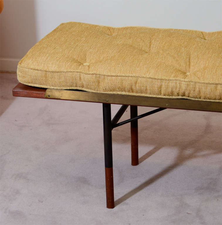 Mid-20th Century Mid Century Danish Modern Long Bench Gold-Tone Cushion