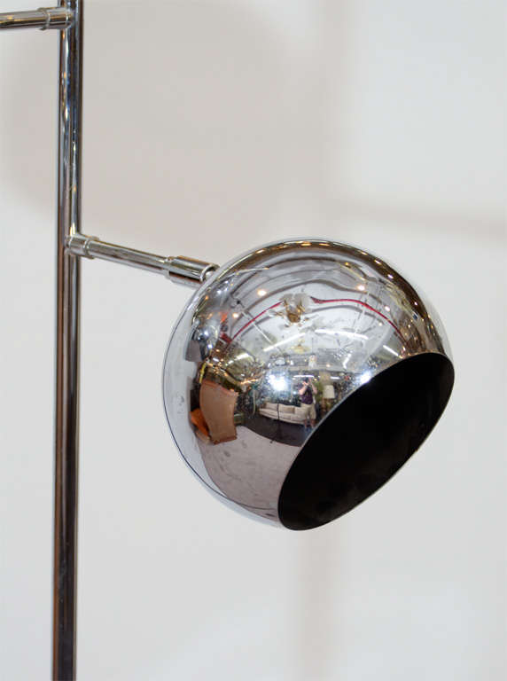 American Midcentury Koch & Lowy Chrome Floor Lamp with Three Globe-Form Lights