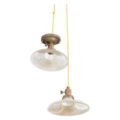 Pair of Vintage Light Fixtures with Clear Glass Shades