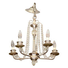 Mid Century 5-Arm Chandelier with Glass Beads