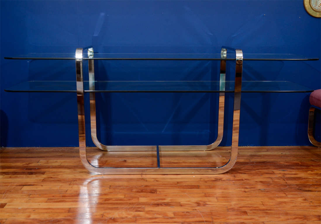 Mid Century Console Table and Stools by Milo Baughman In Good Condition In New York, NY