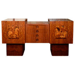 Vintage Credenza or Buffet  w/ Horse Motif by Andrew Szoeke