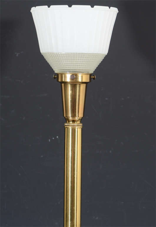 vintage brass lamp with glass shade
