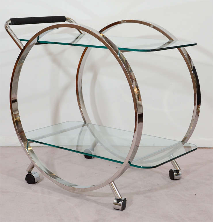 Mid Century Art Deco Style Two Tier Chrome Bar Cart at 1stDibs