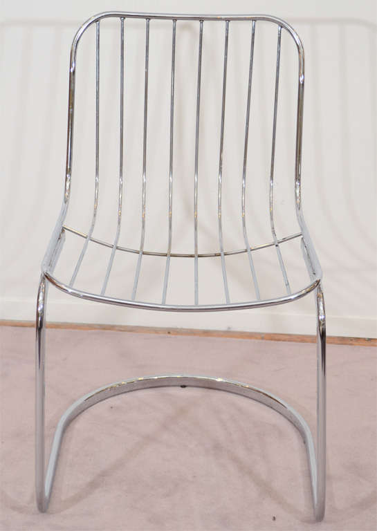 Pair of Mid Century Tubular Chrome Frame Chairs at 1stDibs