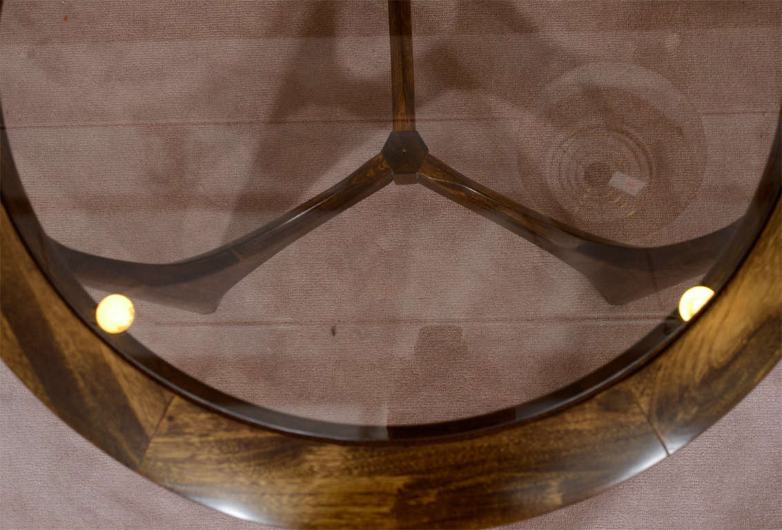 Pair of Mid Century Circular Tripod Side Tables by Lane at 1stDibs