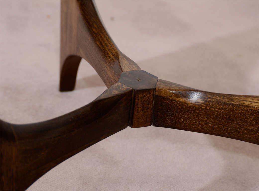 Pair of Mid Century Circular Tripod Side Tables by Lane at 1stDibs