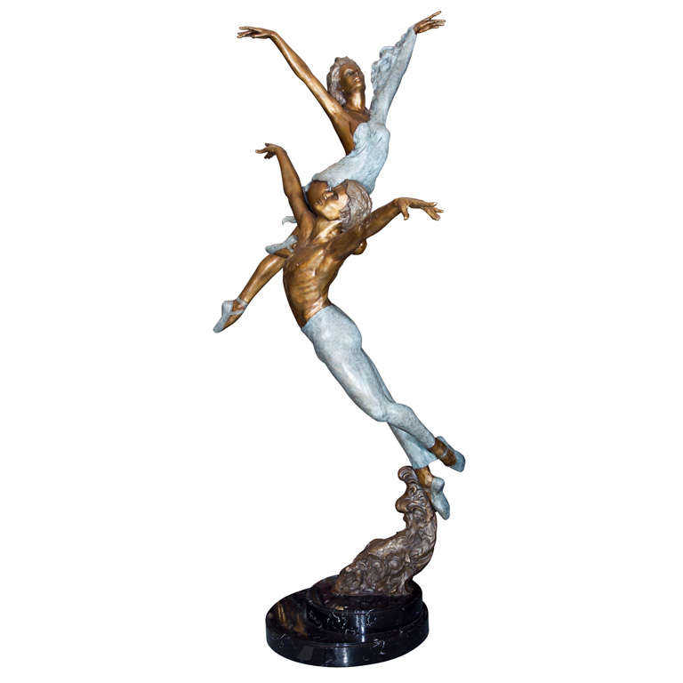 Life Size Bronze Ballerina Statue "pas de Deux" a Dance for Two by Mario Jason For Sale