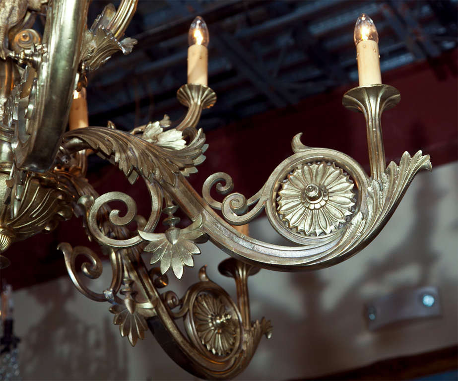 Antique Russian Bronze Swan Kronleuchter im Zustand „Gut“ im Angebot in Stamford, CT